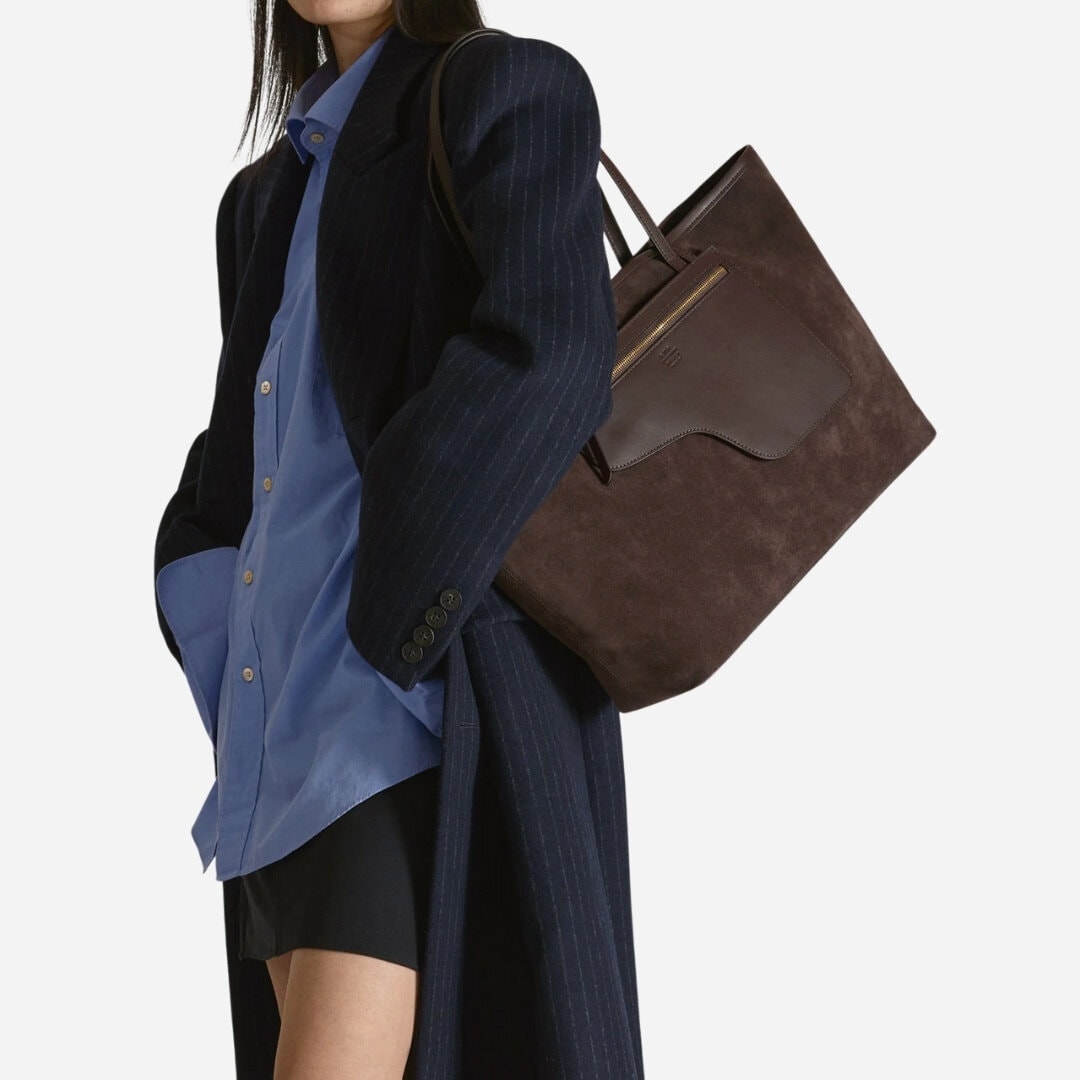 Eraclea Large Tote Bag - Walnut Suede/Leather