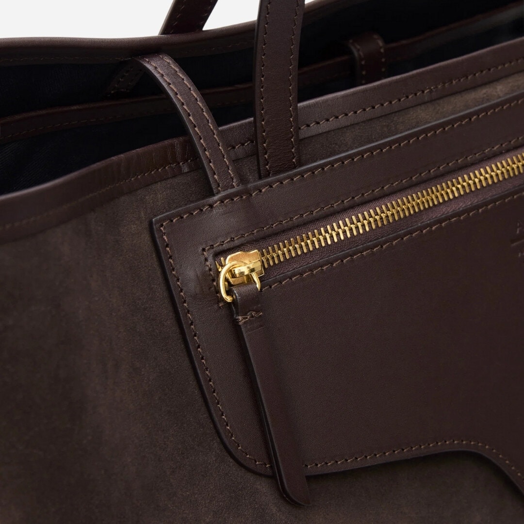 Eraclea Large Tote Bag - Walnut Suede/Leather