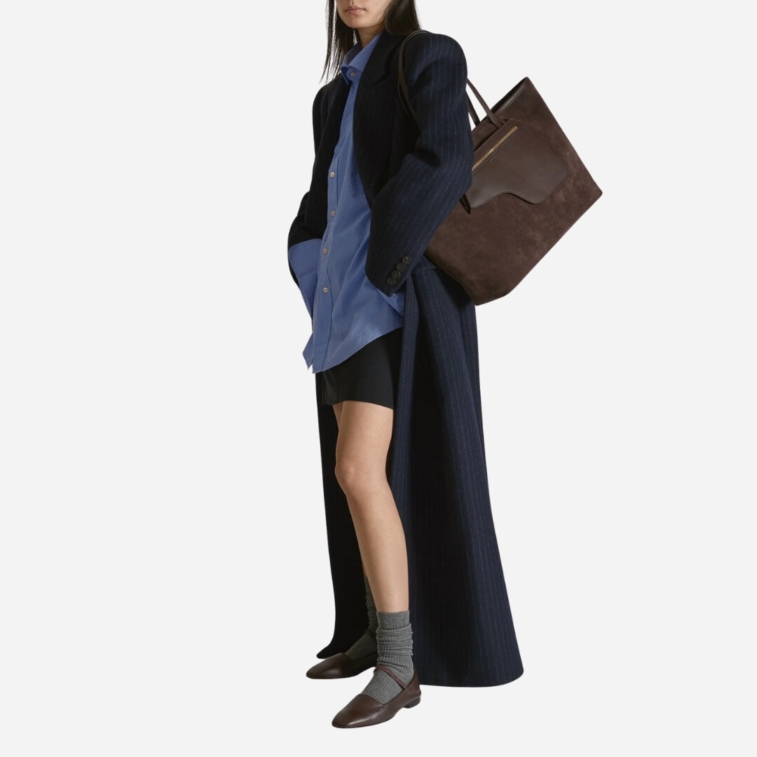 Eraclea Large Tote Bag - Walnut Suede/Leather
