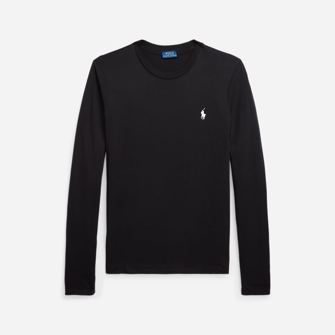 Long-Sleeve Jersey Crewneck Tee - Black