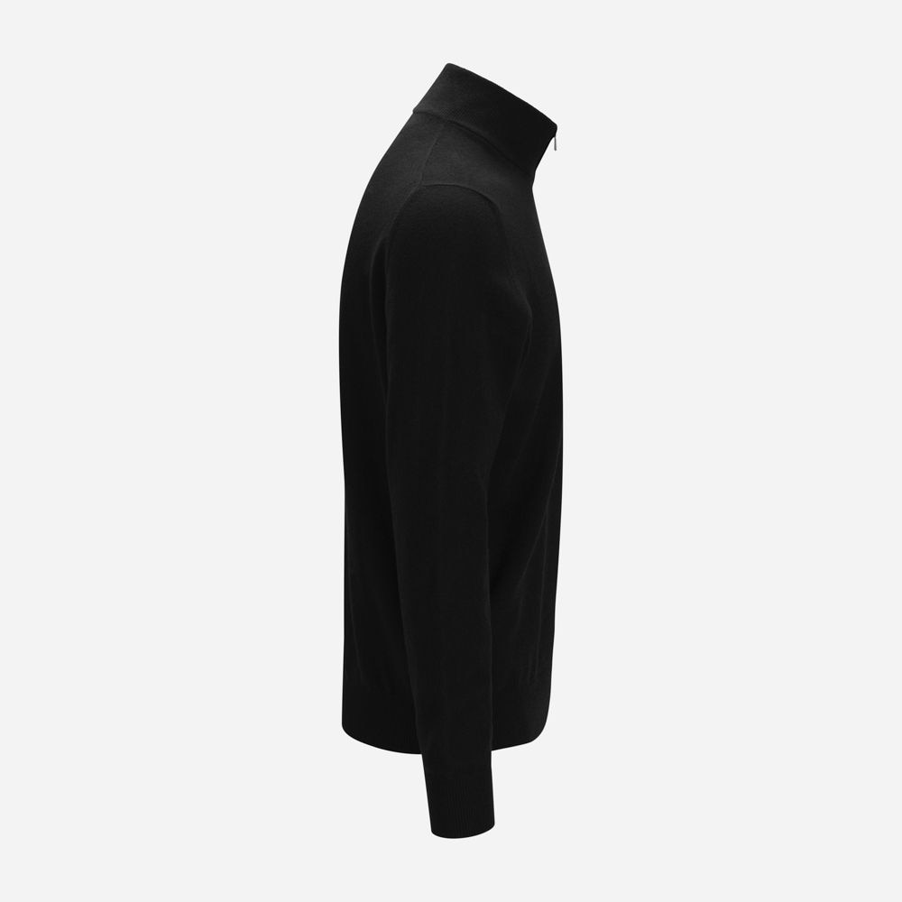 Half Zip Wool-Cashmere - Black