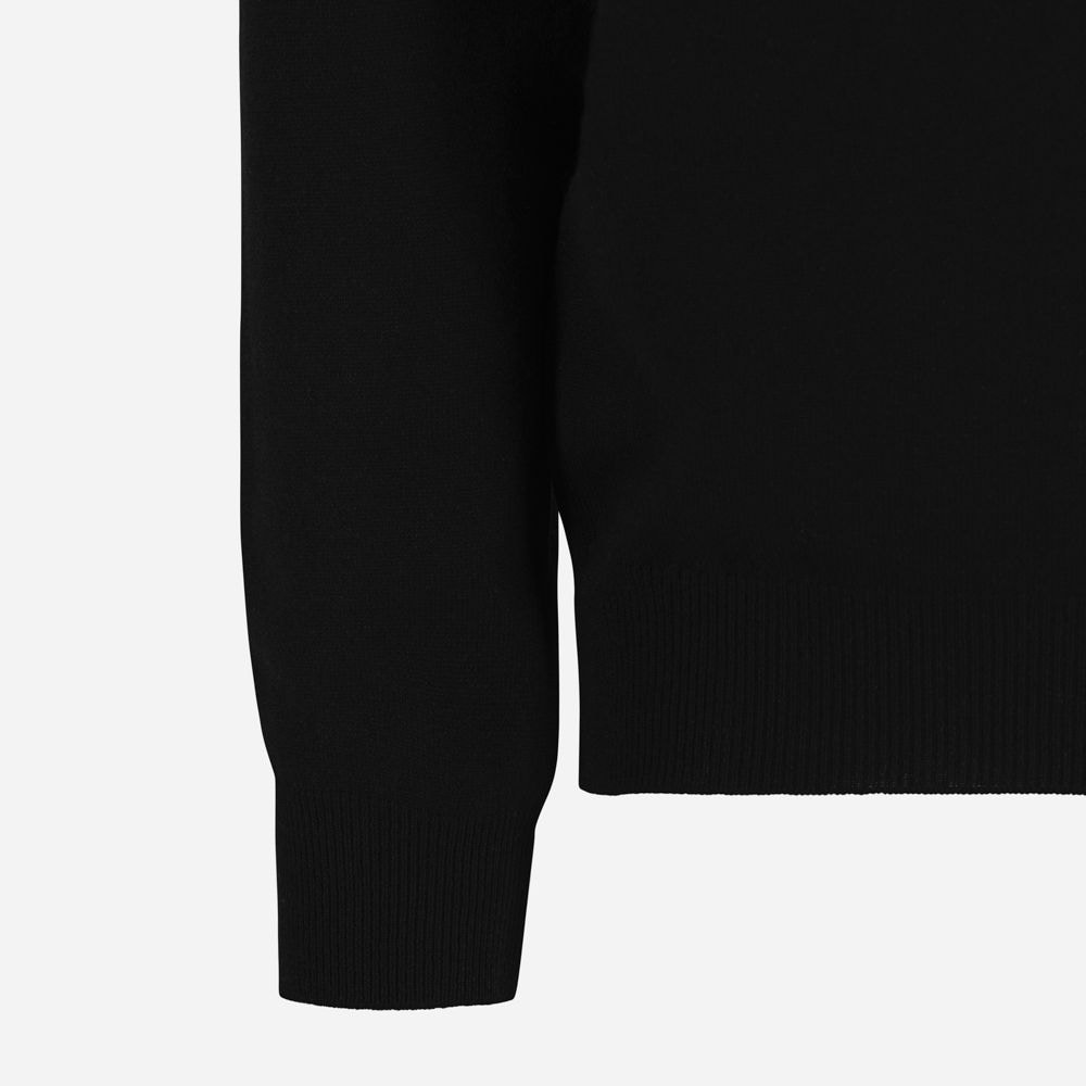 Half Zip Wool-Cashmere - Black