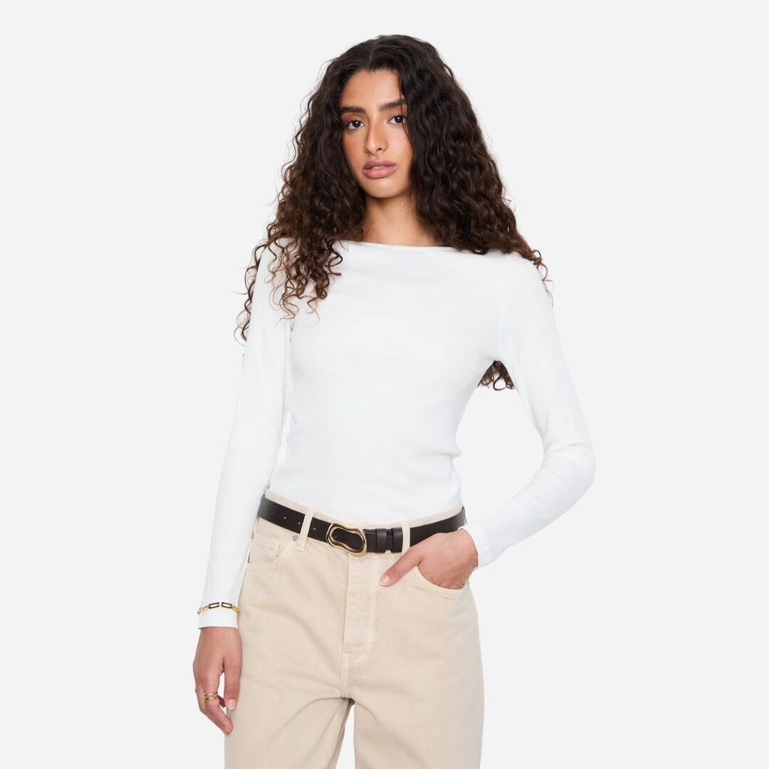 Petronella Rib Boatneck - Off-White