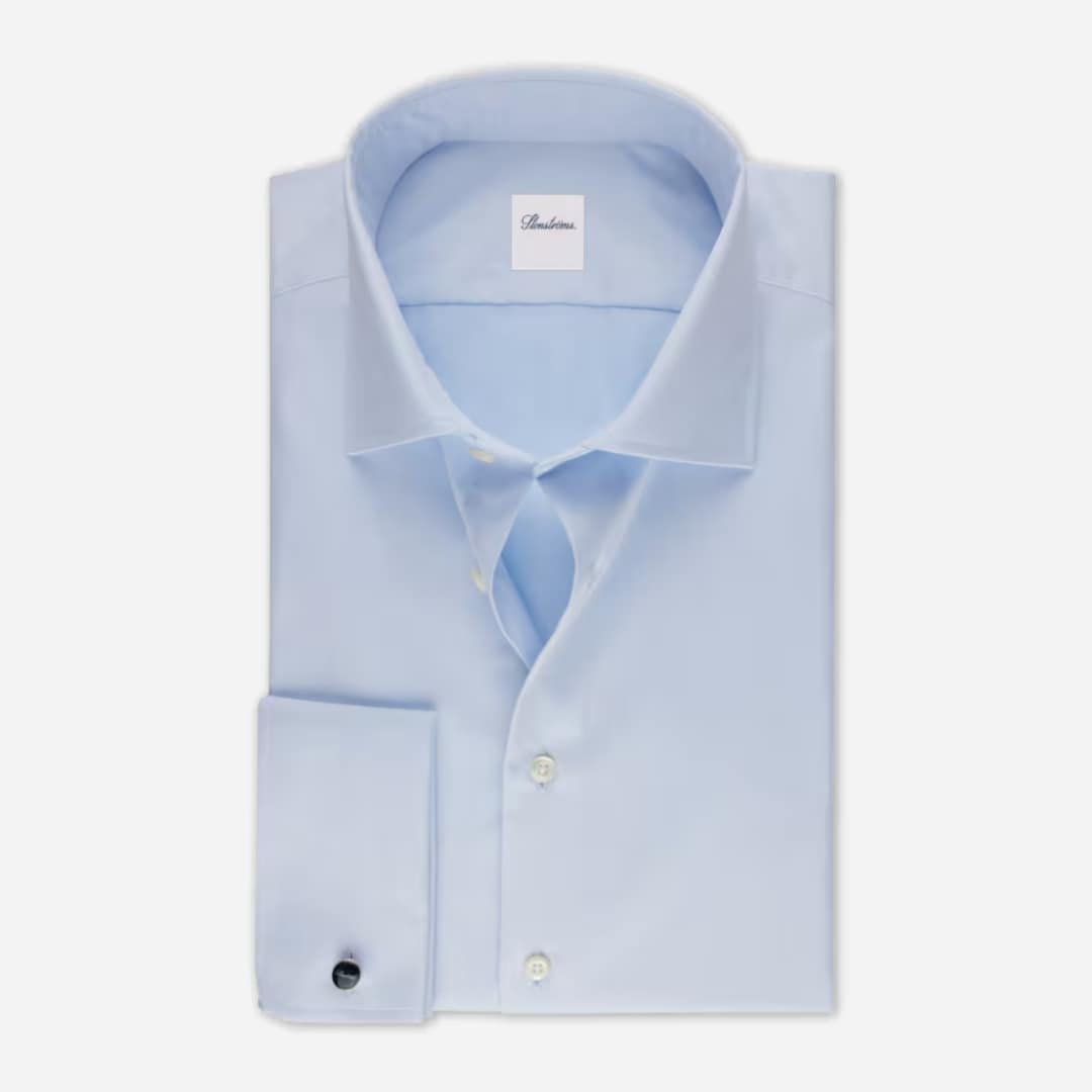 Regular Twill Shirt French Cuff - Light Blue