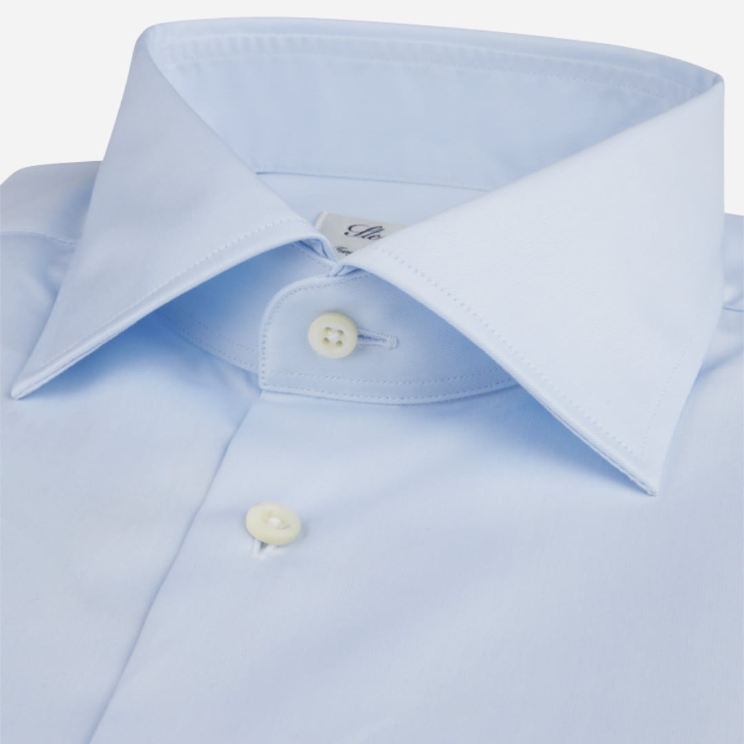 Regular Twill Shirt French Cuff - Light Blue