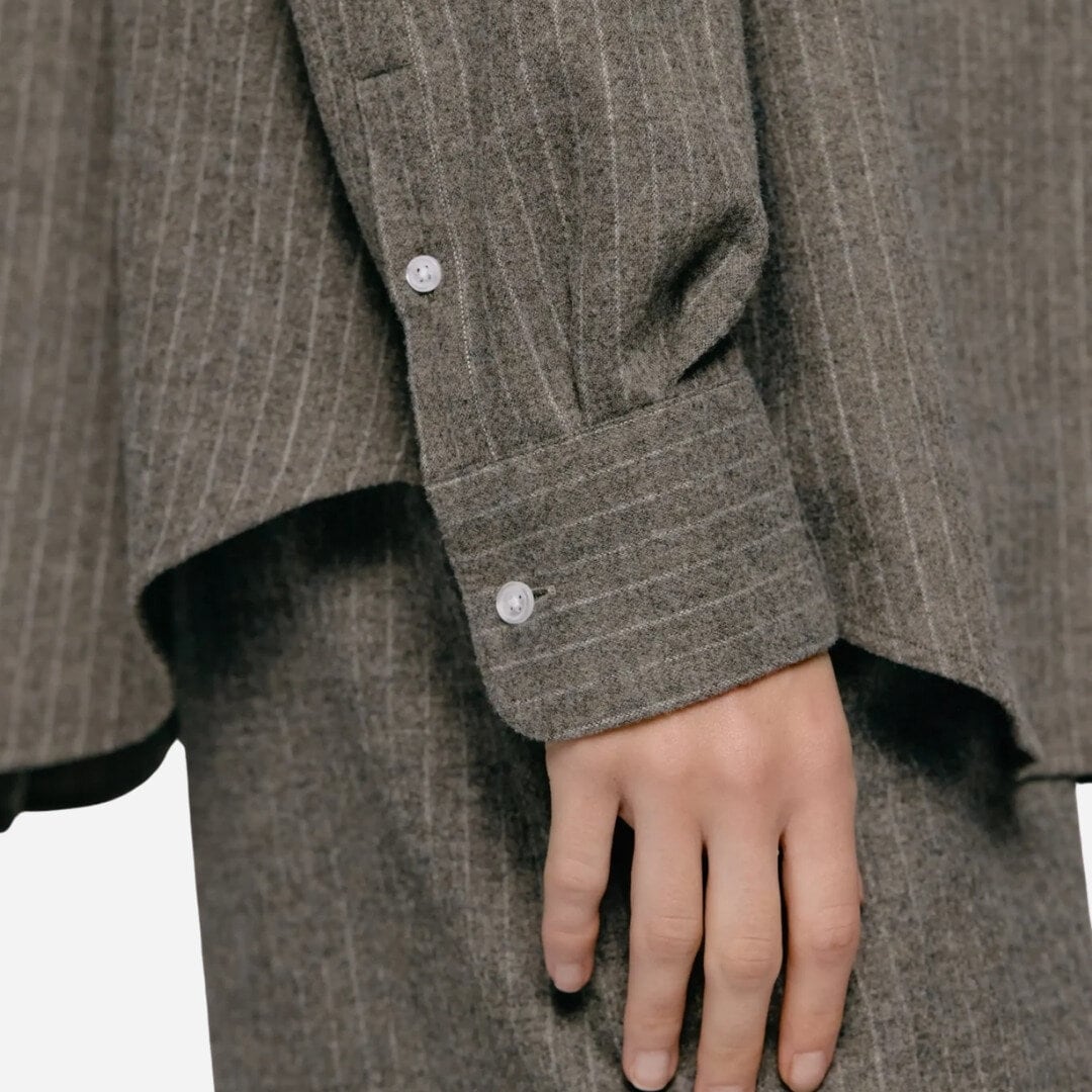 Sofie Wool Blend Shirt - Grey Stripe