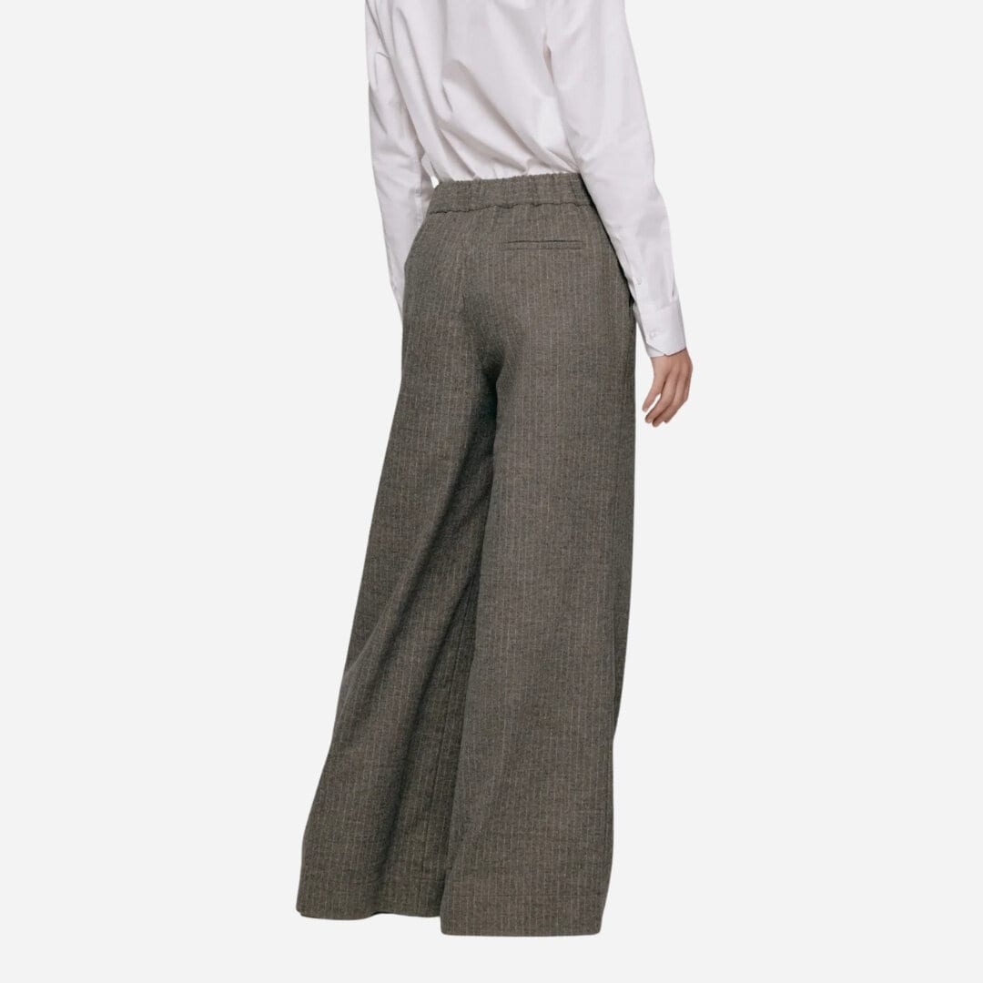 Mathilde Wool Blend Trousers - Grey Stripe