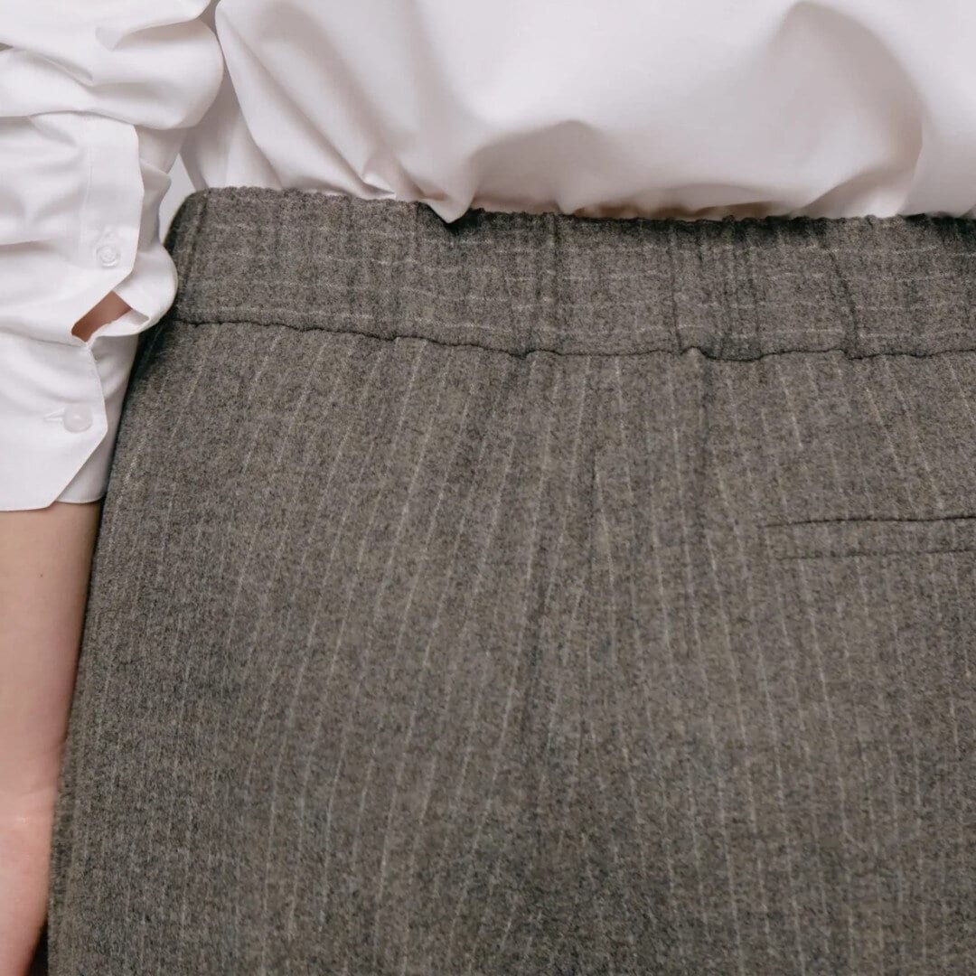 Mathilde Wool Blend Trousers - Grey Stripe