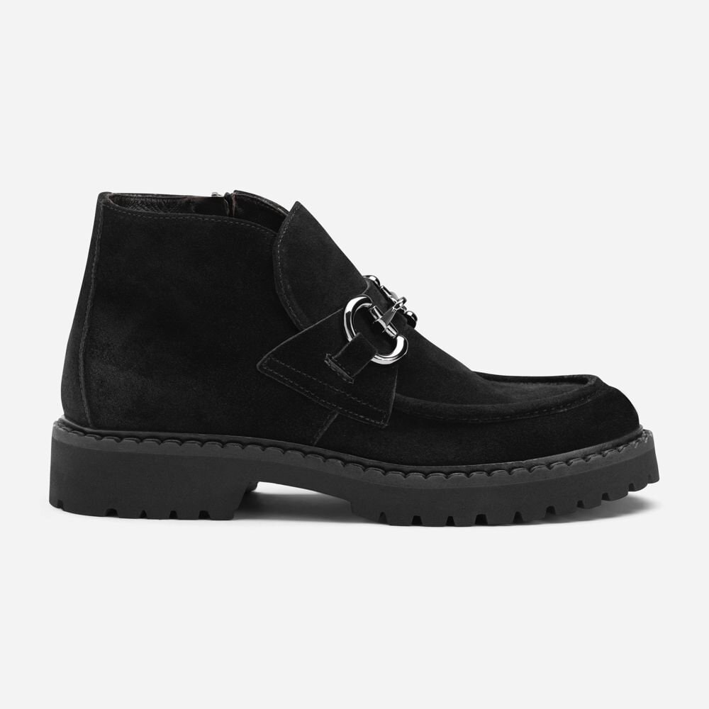 High Shoe Buckle Loafer - Velour Black