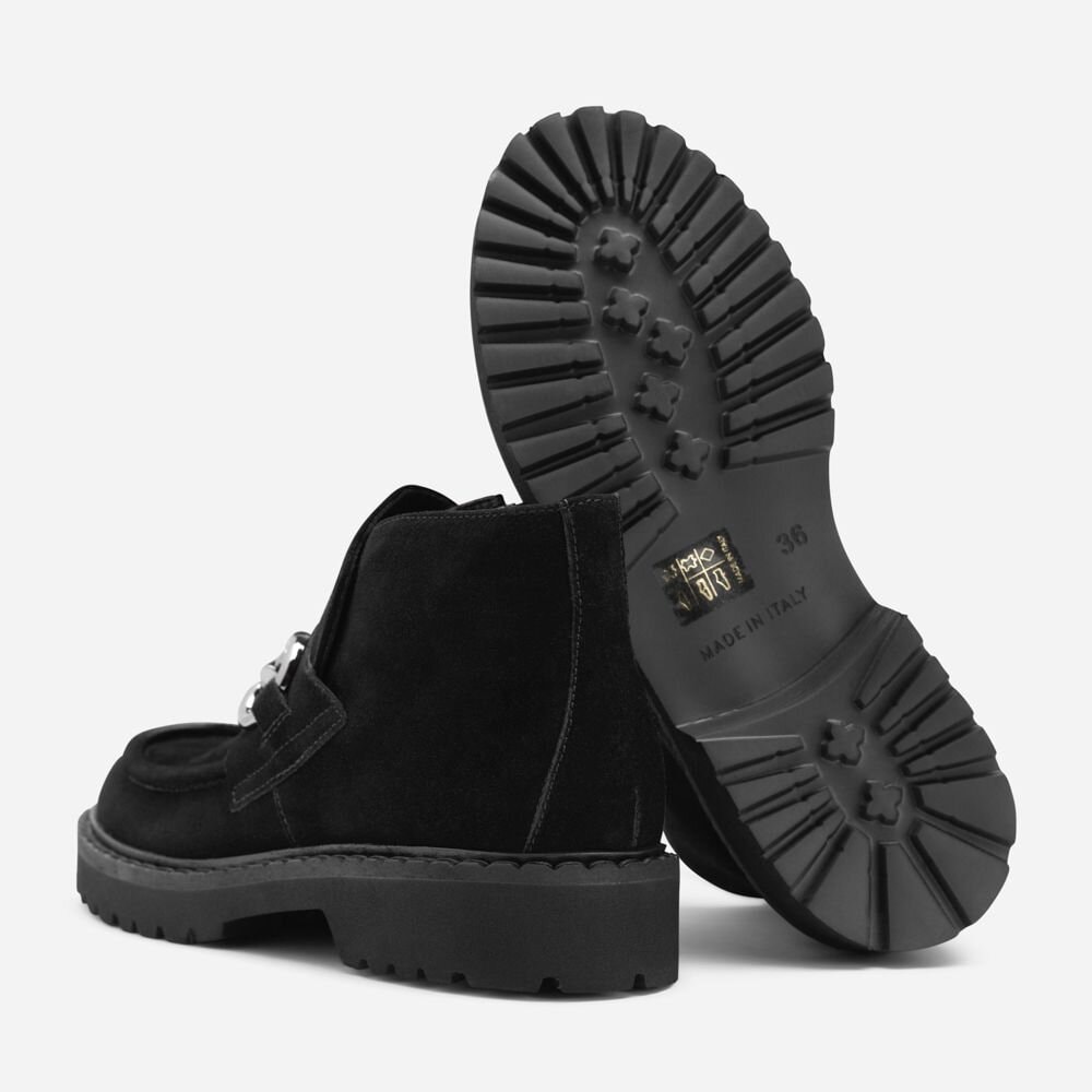 High Shoe Buckle Loafer - Velour Black