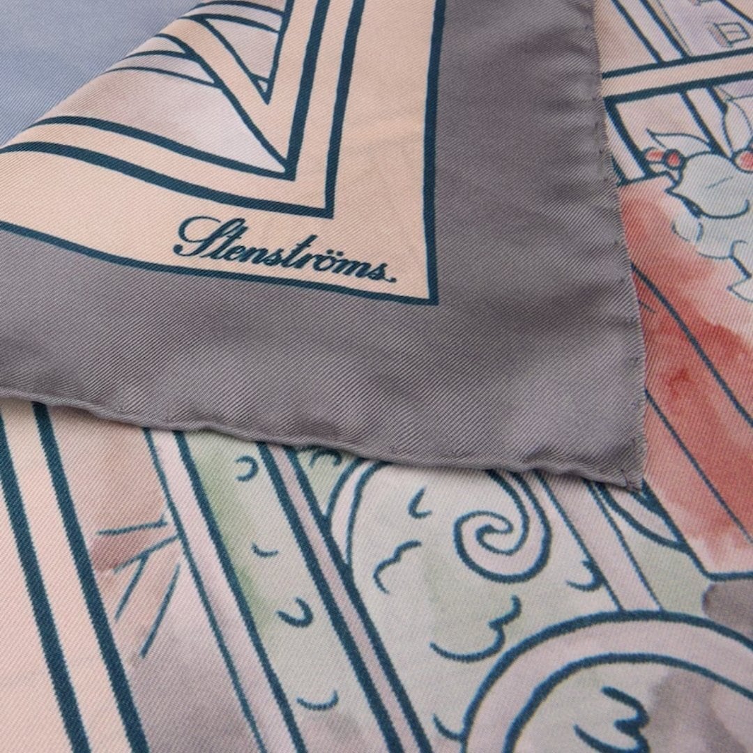 Silk Scarf - Light Blue Paris Pattern