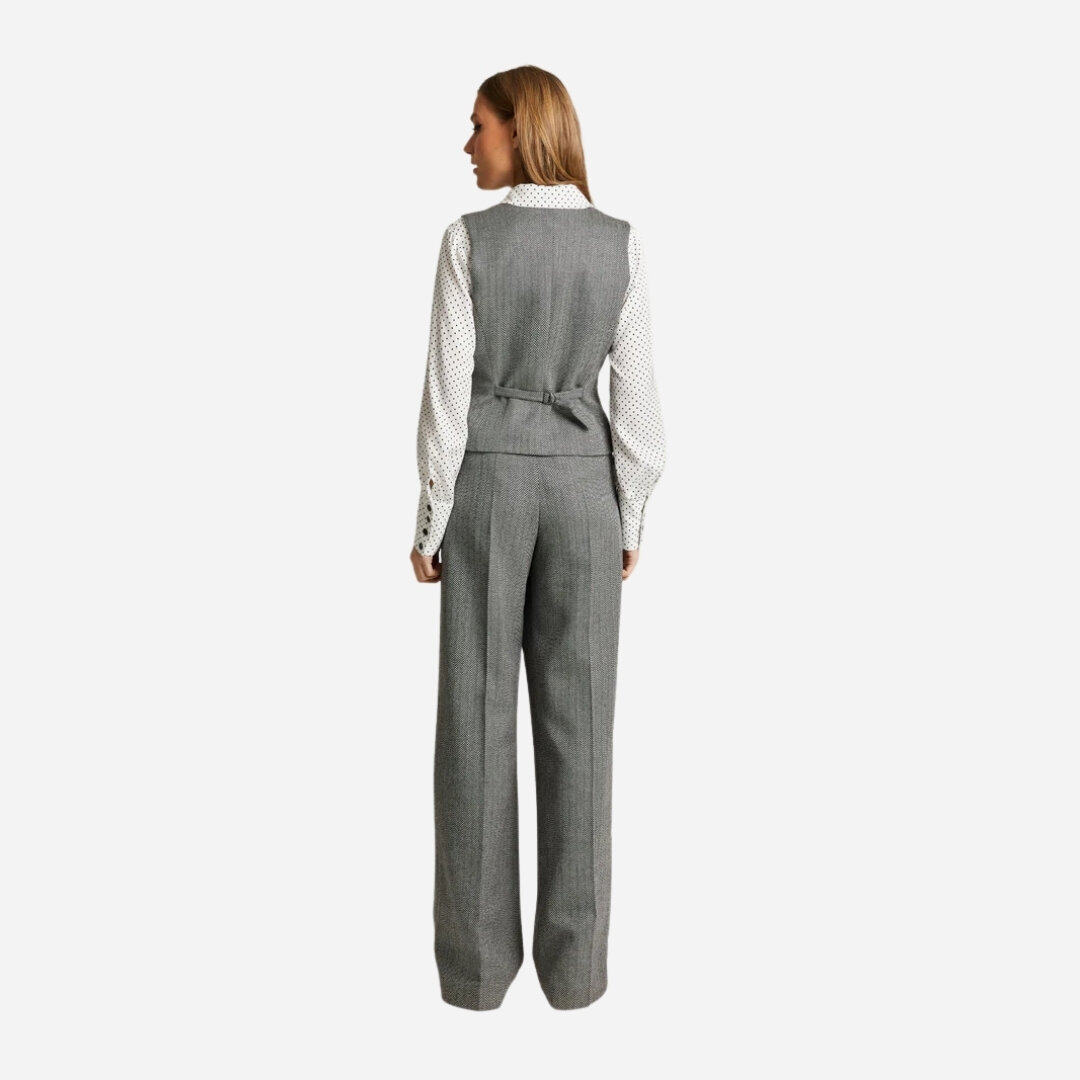 Maria Wool Vest - Grey Herringbone