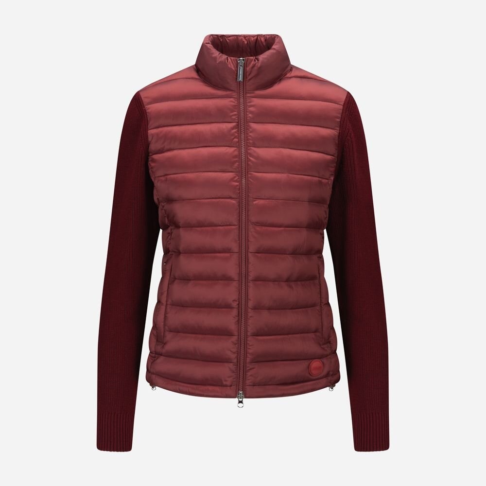 Jacket With Knit Sleeves - Red