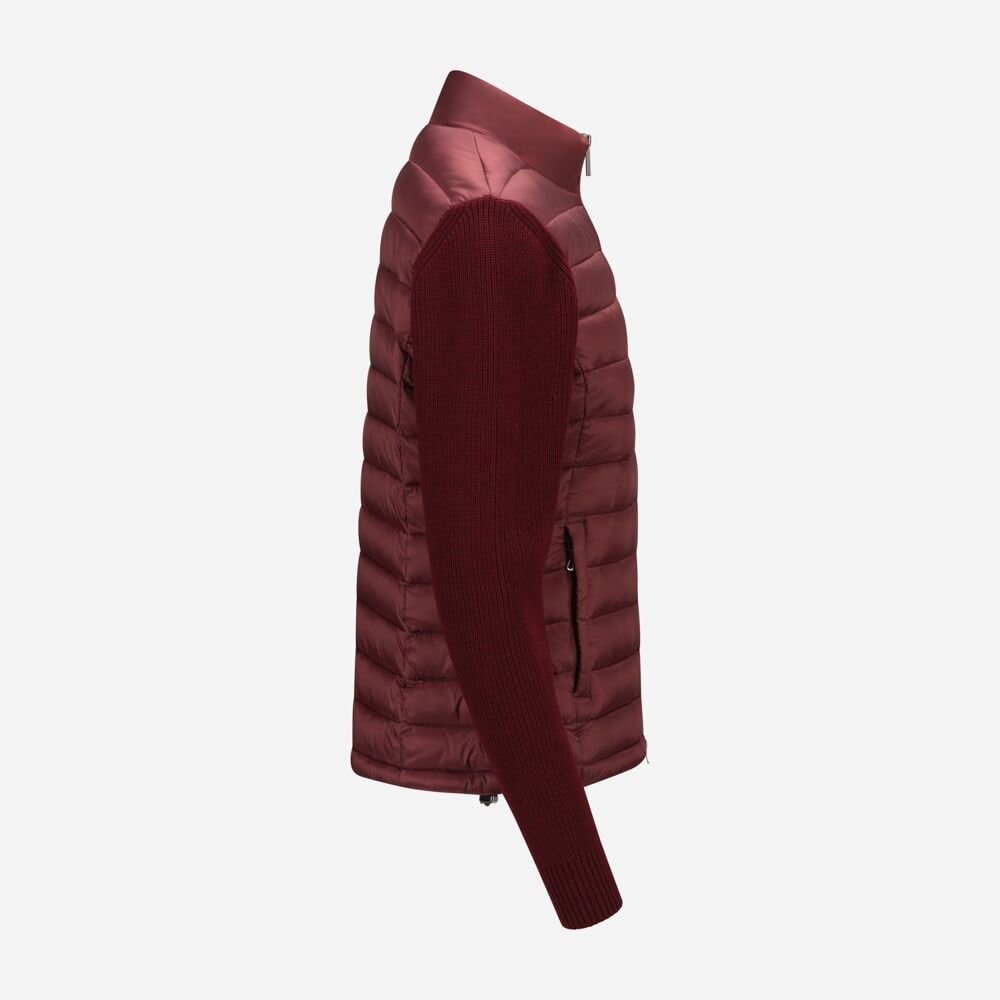 Jacket With Knit Sleeves - Red
