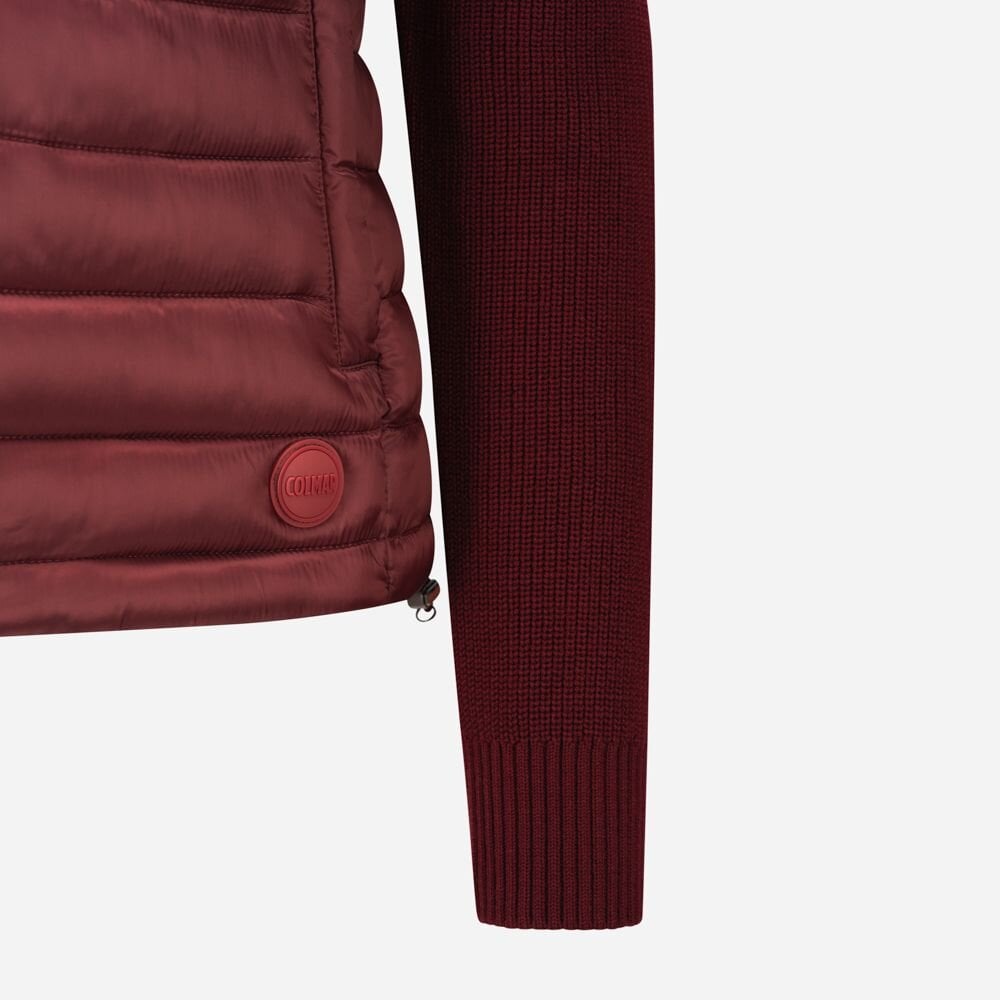 Jacket With Knit Sleeves - Red