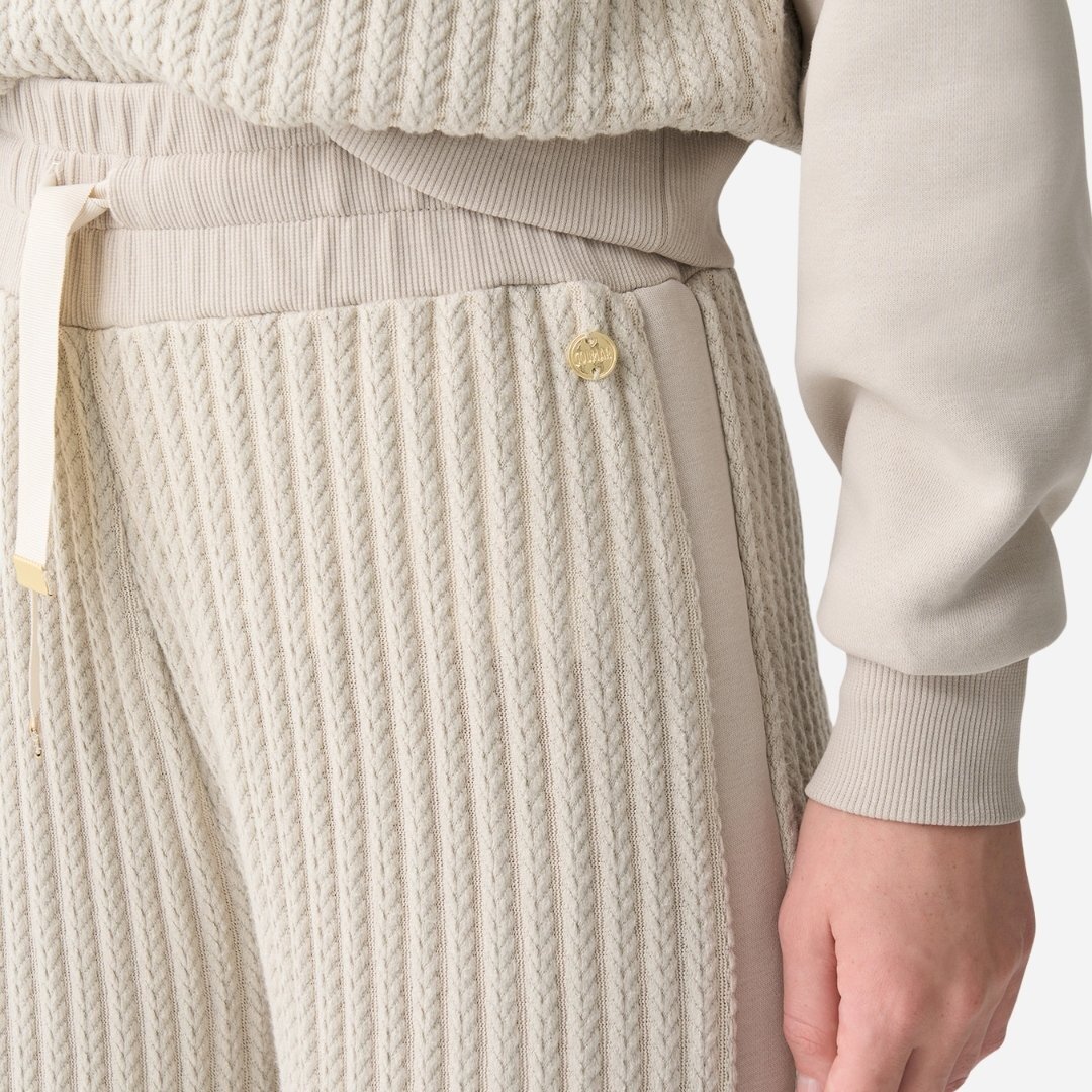 Cable-Knit Tracksuit Bottoms - Beige