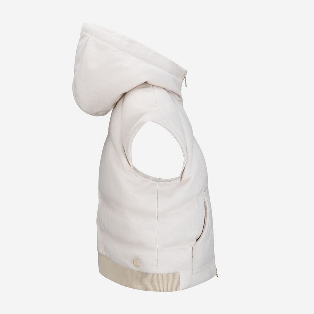 Quilted Vest With Hood - Beige