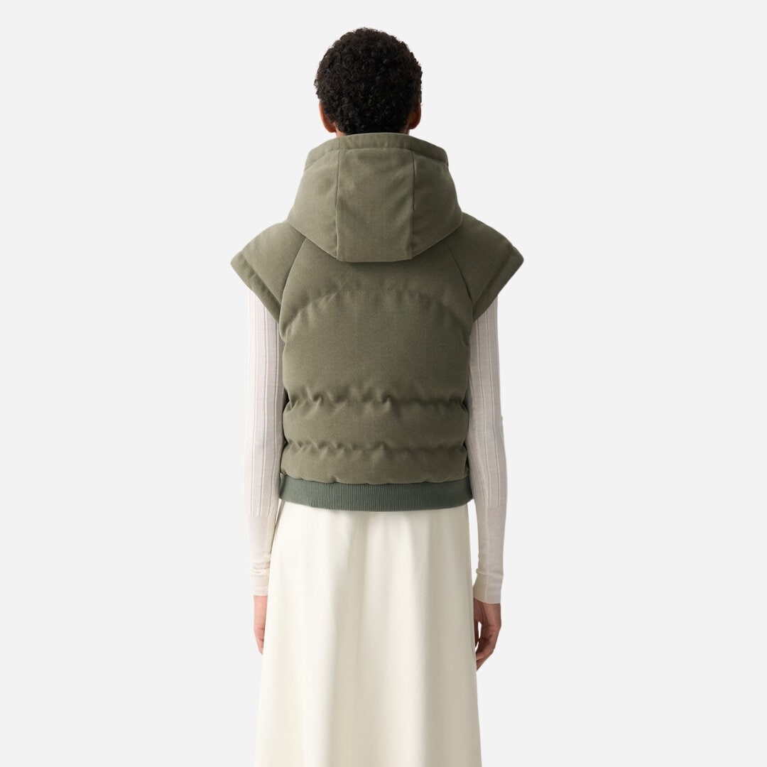 Quilted Vest With Hood - Underwood Green