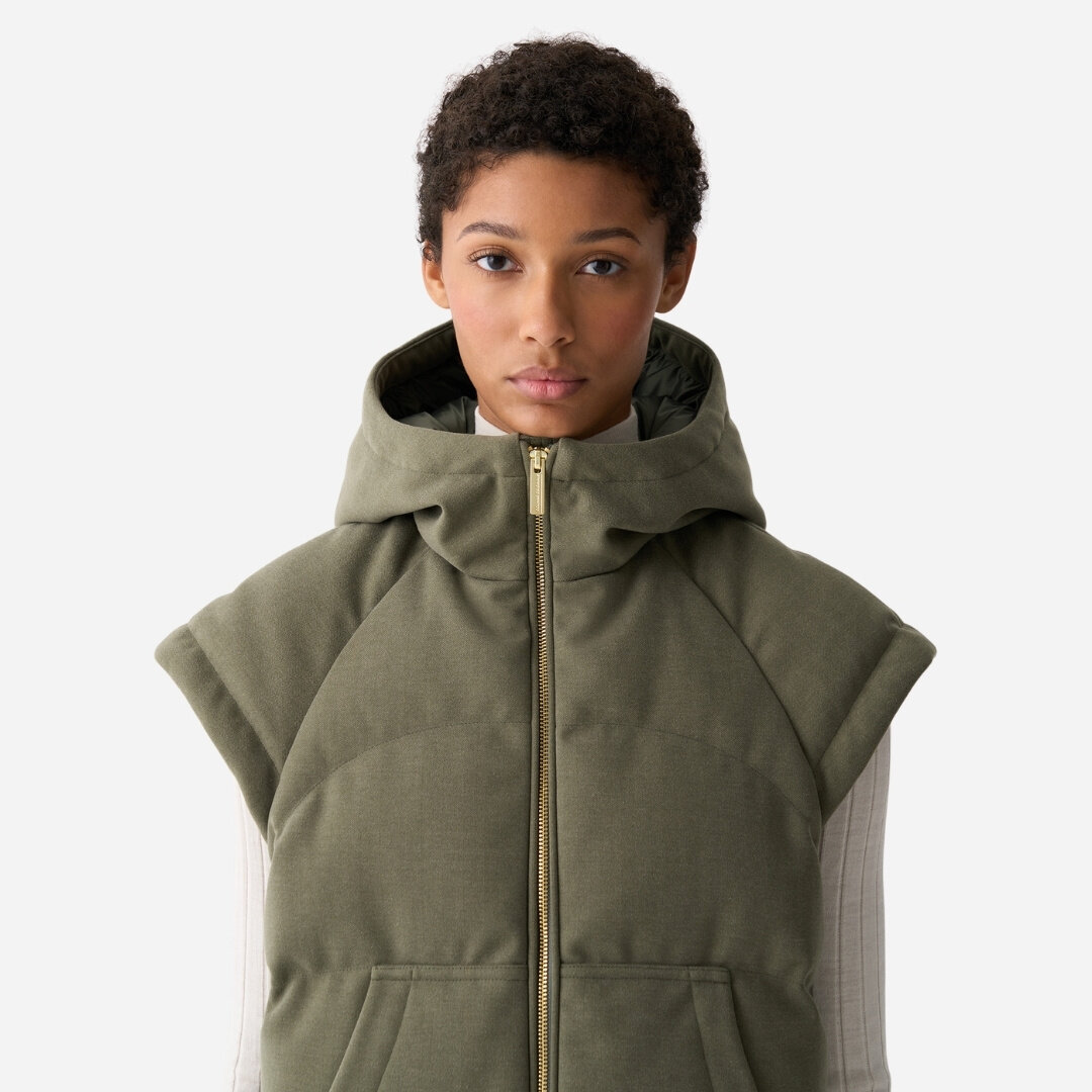 Quilted Vest With Hood - Underwood Green