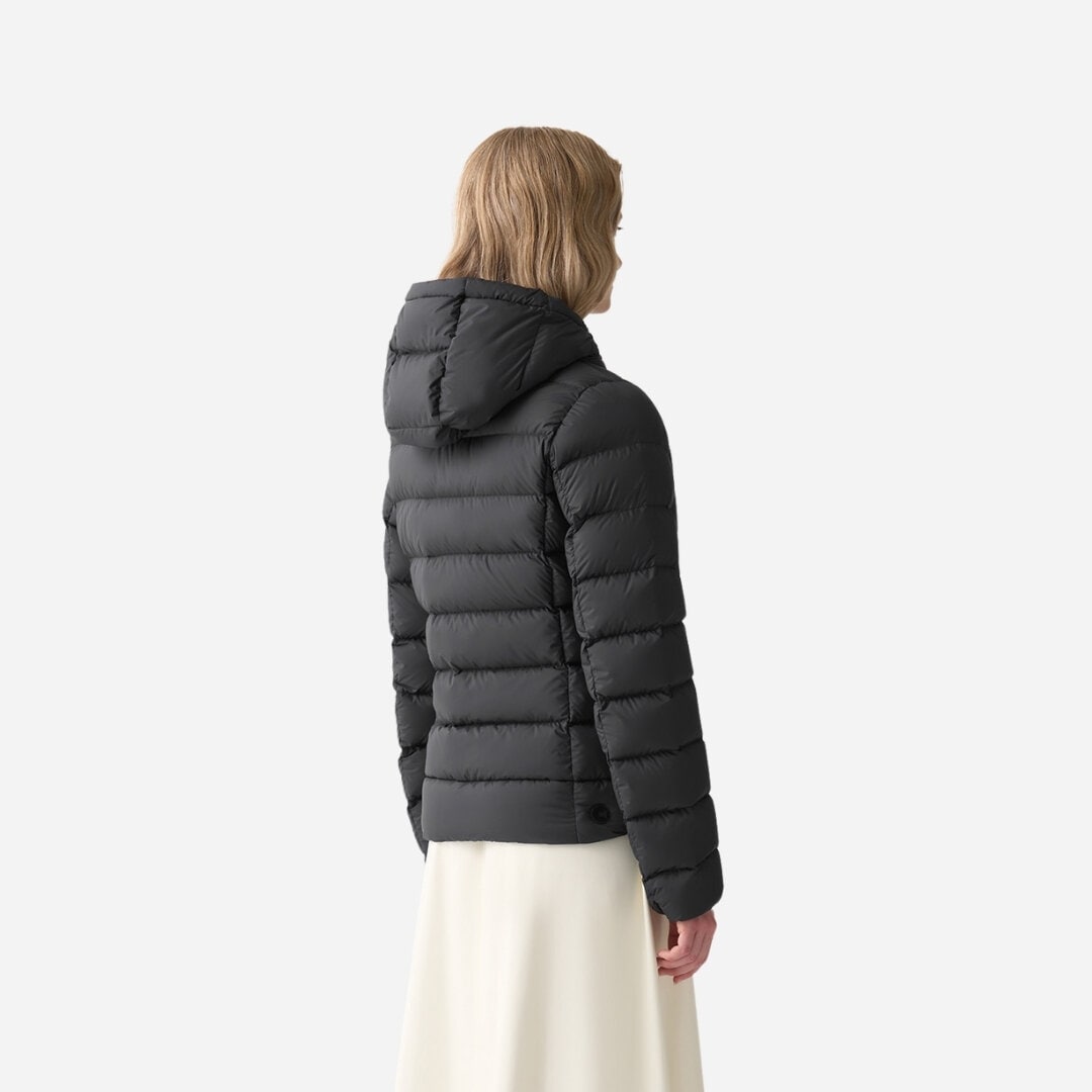 Hooded Opaque Down Jacket - Black