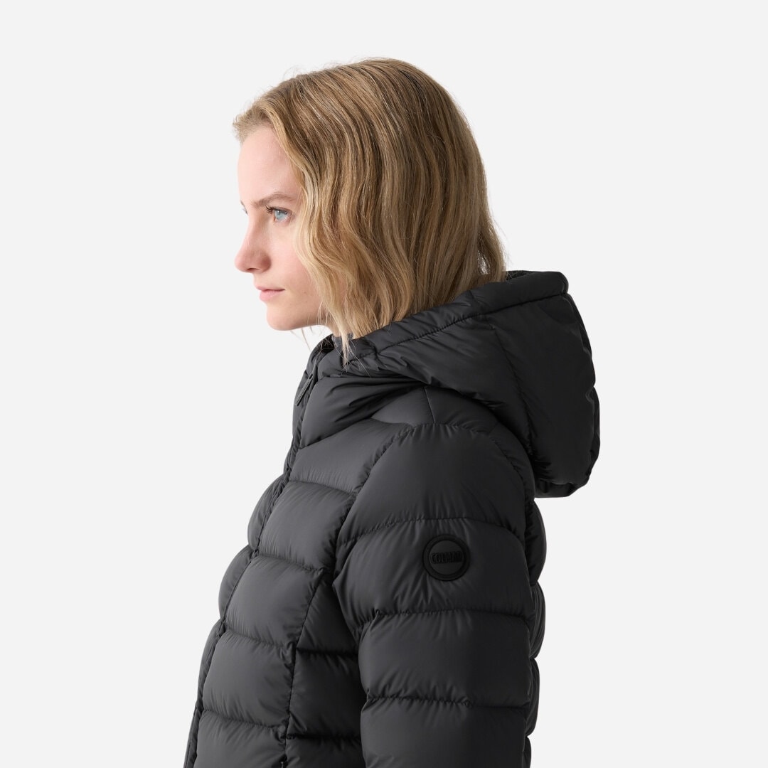 Hooded Opaque Down Jacket - Black