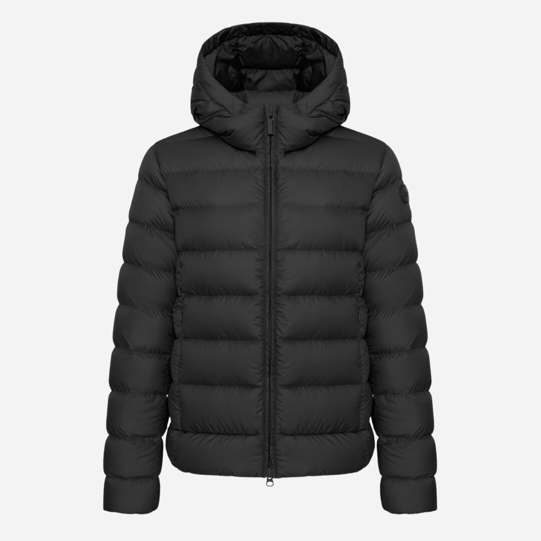 Hooded Opaque Down Jacket - Black
