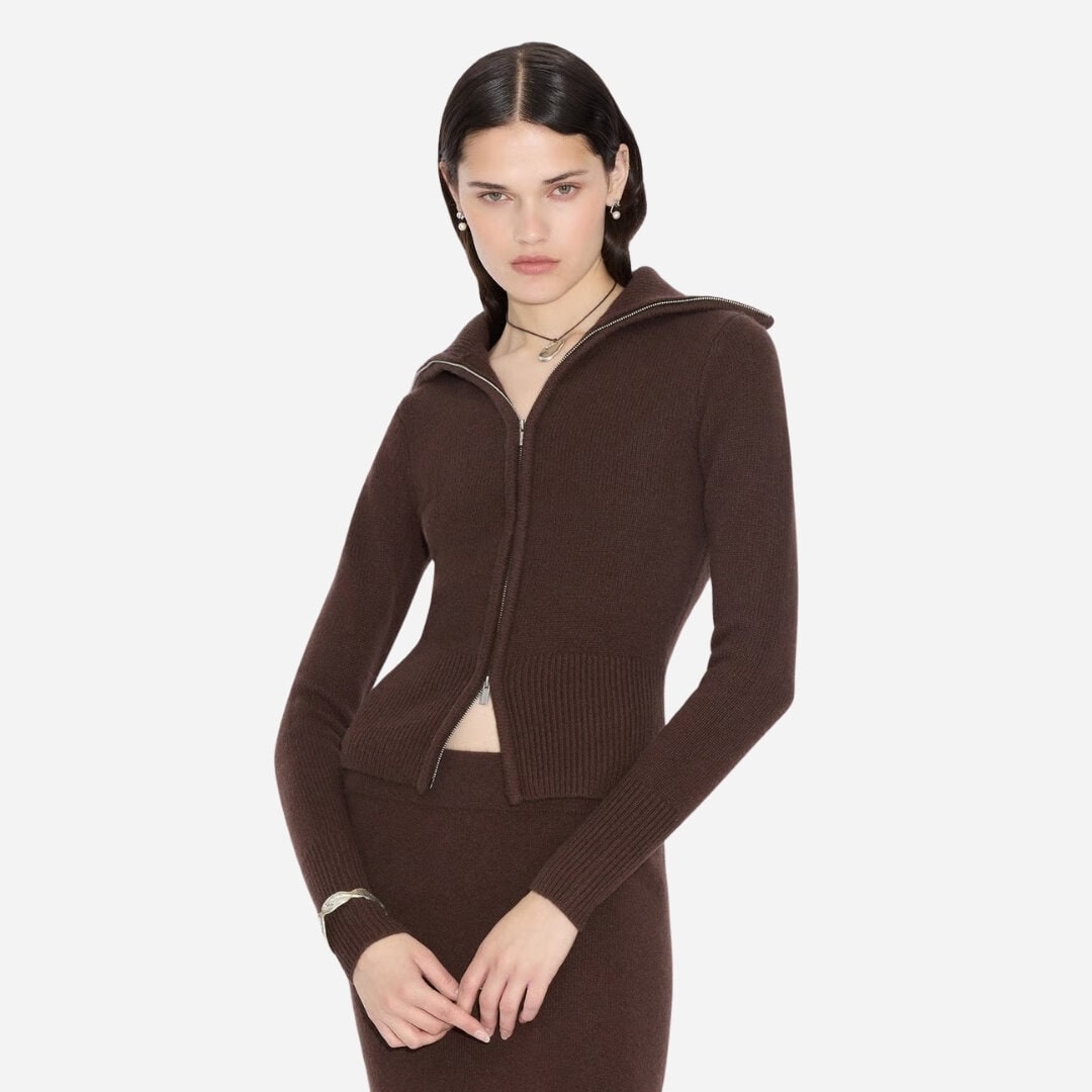 Line Wool Cardigan - Dk Brown
