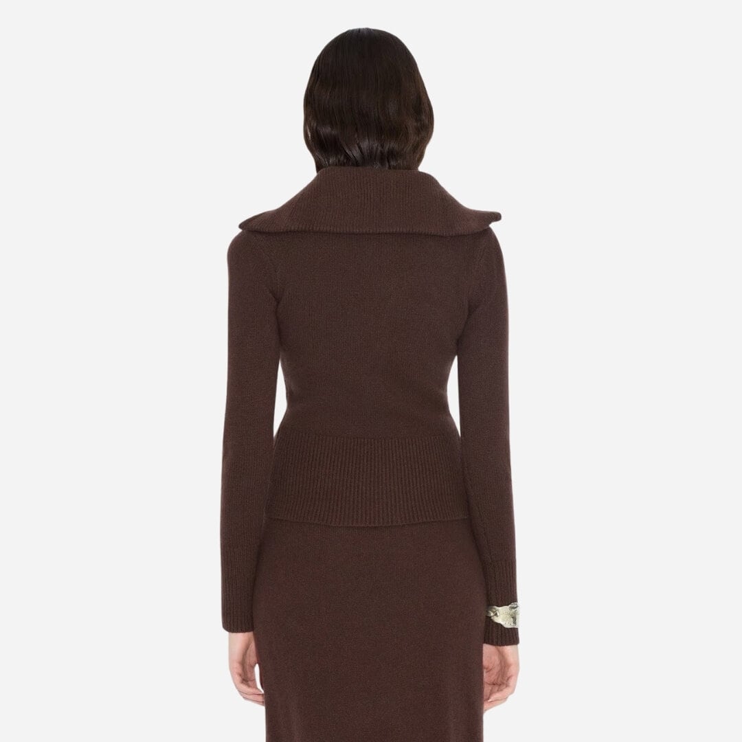 Line Wool Cardigan - Dk Brown