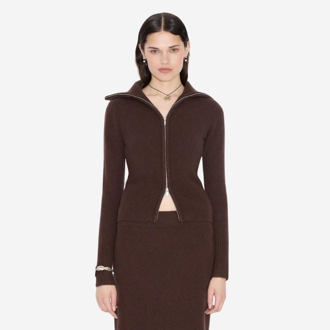 Line Wool Cardigan - Dk Brown