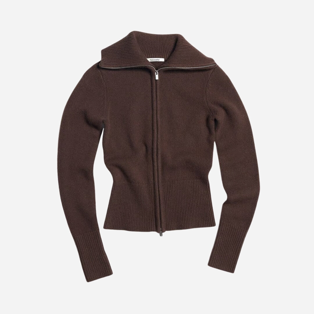 Line Wool Cardigan - Dk Brown