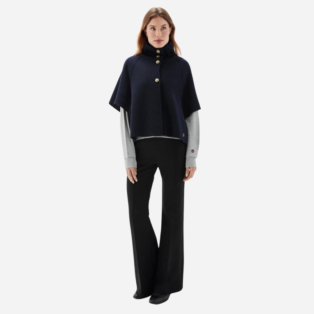Lisalou Cableknit Collar Cape - Marine