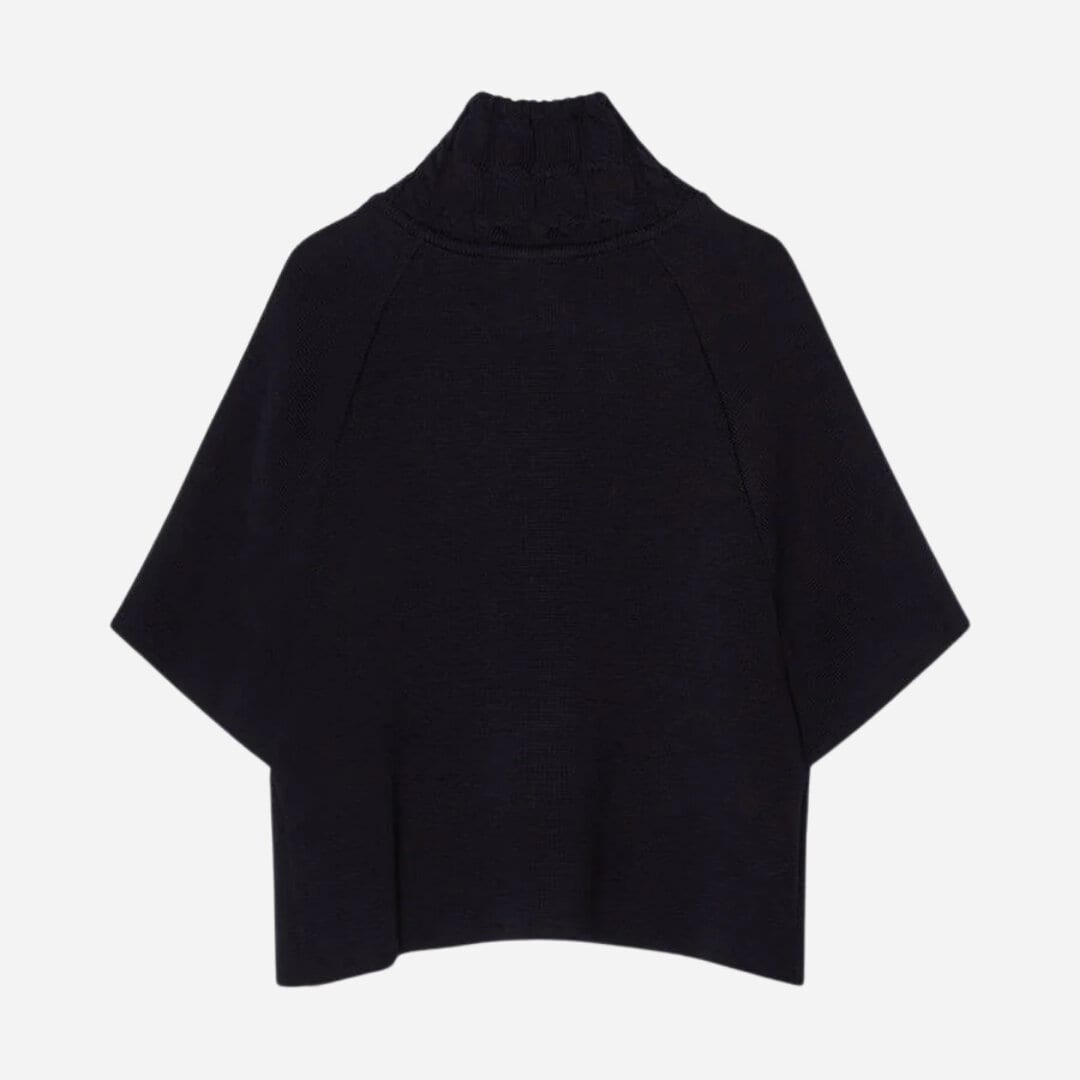 Lisalou Cableknit Collar Cape - Marine