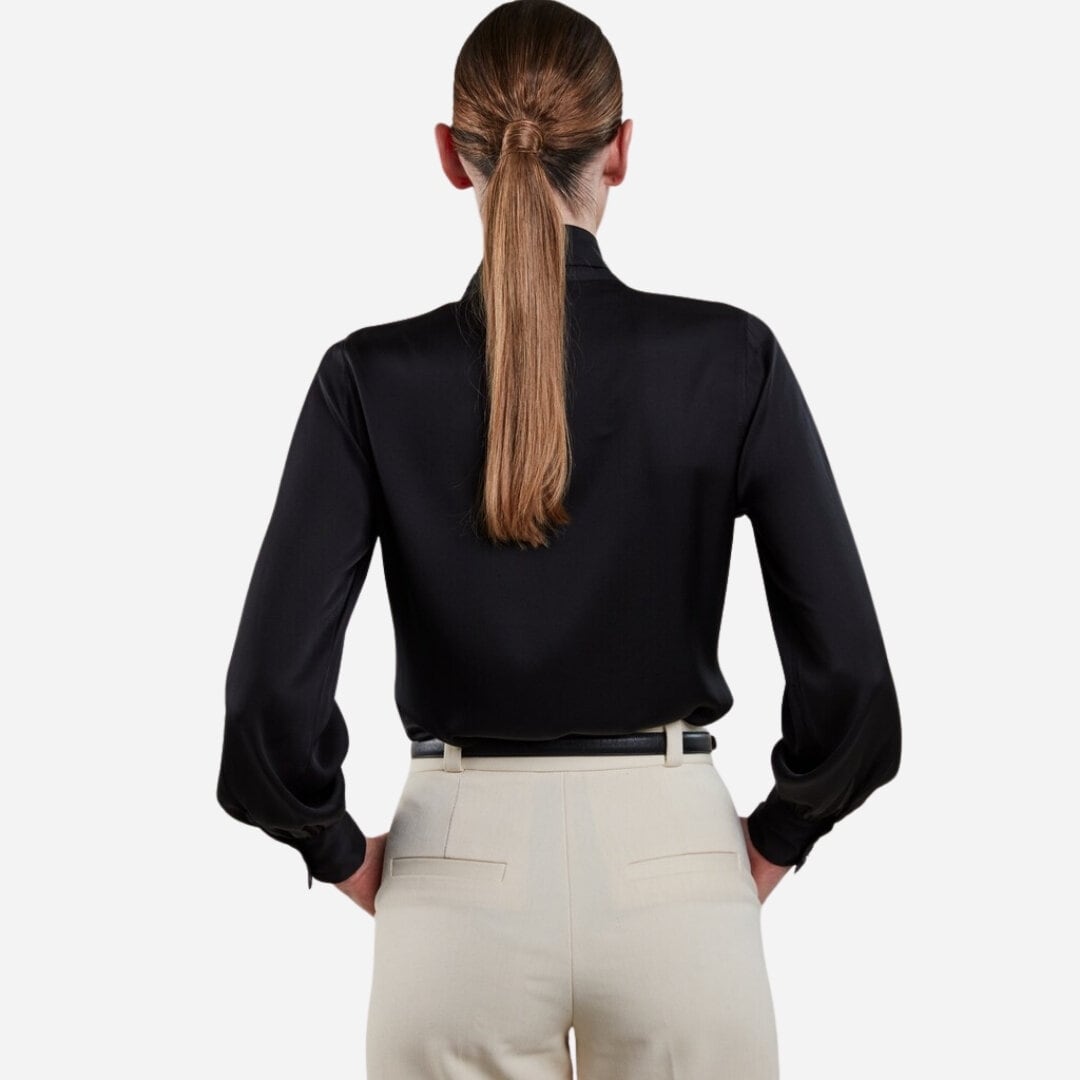 Selma Bow-Tie Blouse -  Black