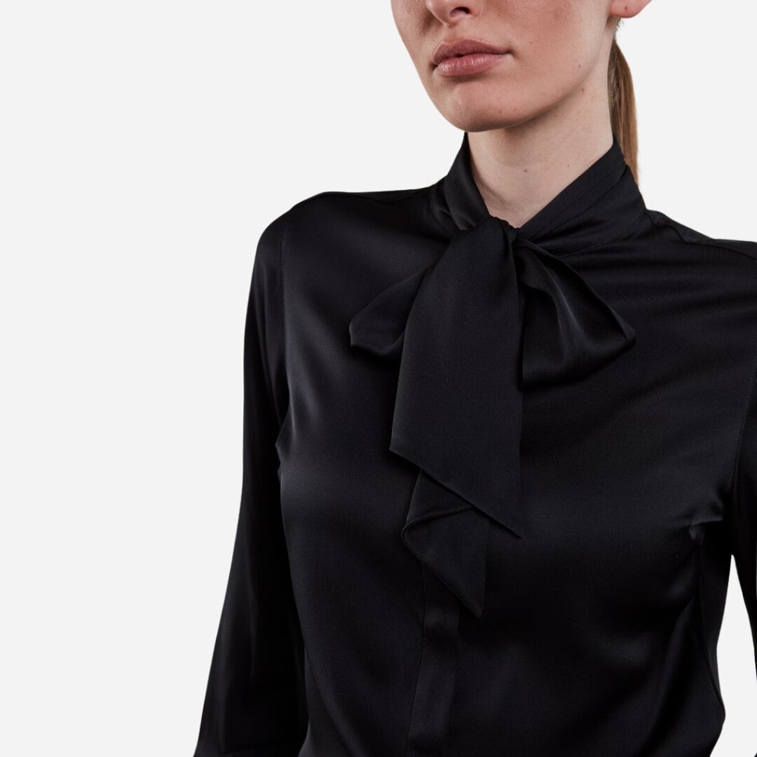 Selma Bow-Tie Blouse -  Black