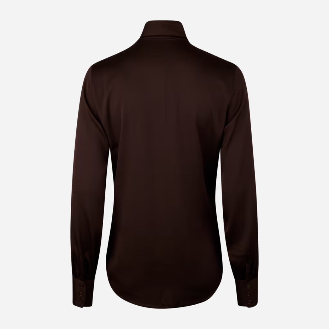 Selma Bow-Tie Blouse - Dark Brown