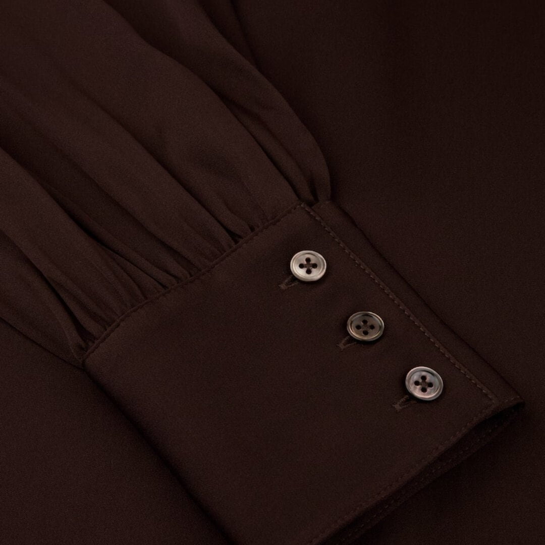 Selma Bow-Tie Blouse - Dark Brown