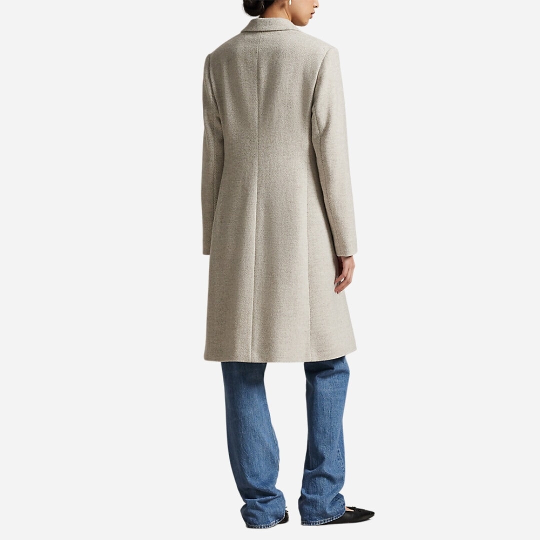 Wool-Blend Herringbone Coat - Cream Multi