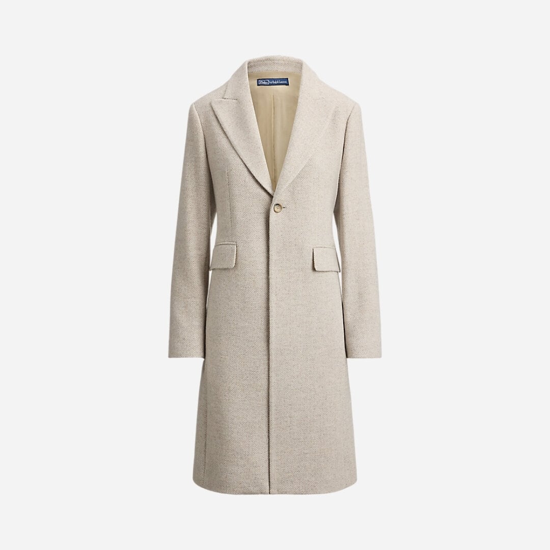 Wool-Blend Herringbone Coat - Cream Multi