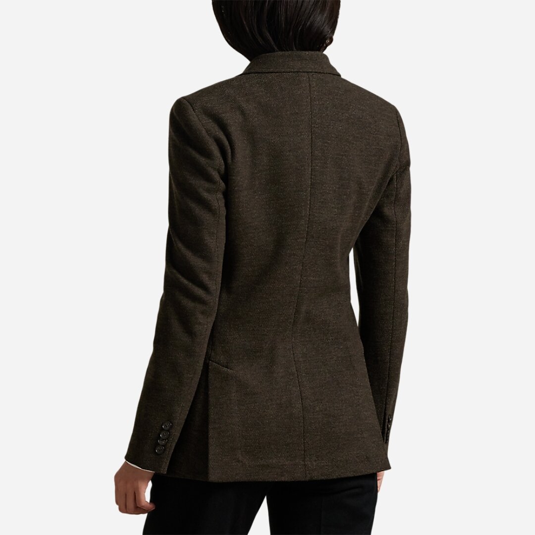 Herringbone Jaquard-Knit Blazer - Brown