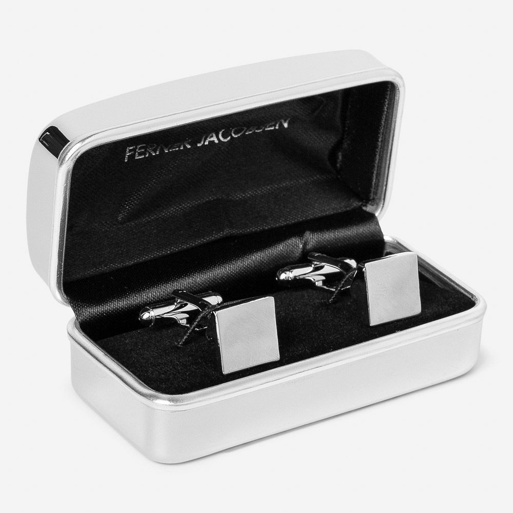 Rhod. Diamond Cut Barcufflink