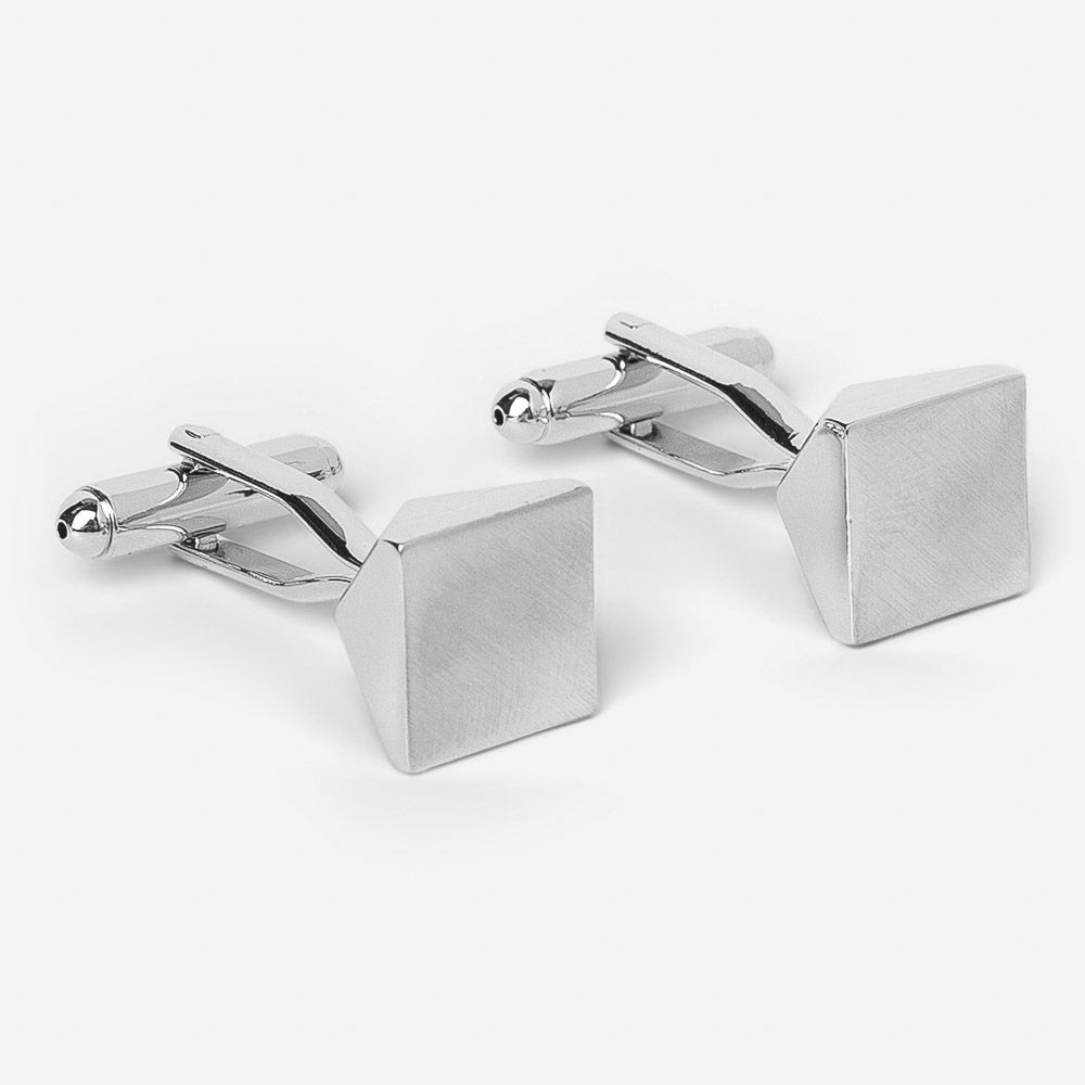 Rhod. Diamond Cut Barcufflink