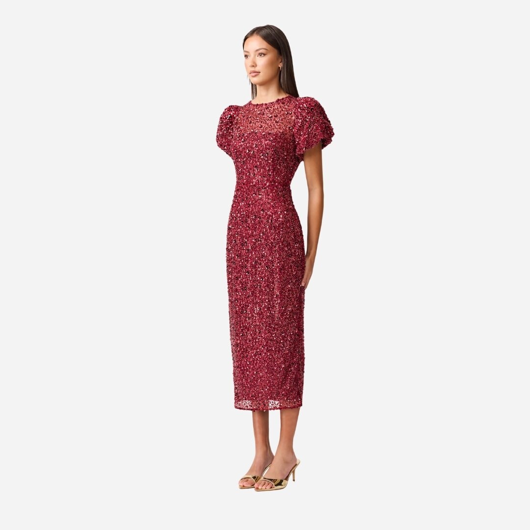 Carmen Midi Dress - Berry