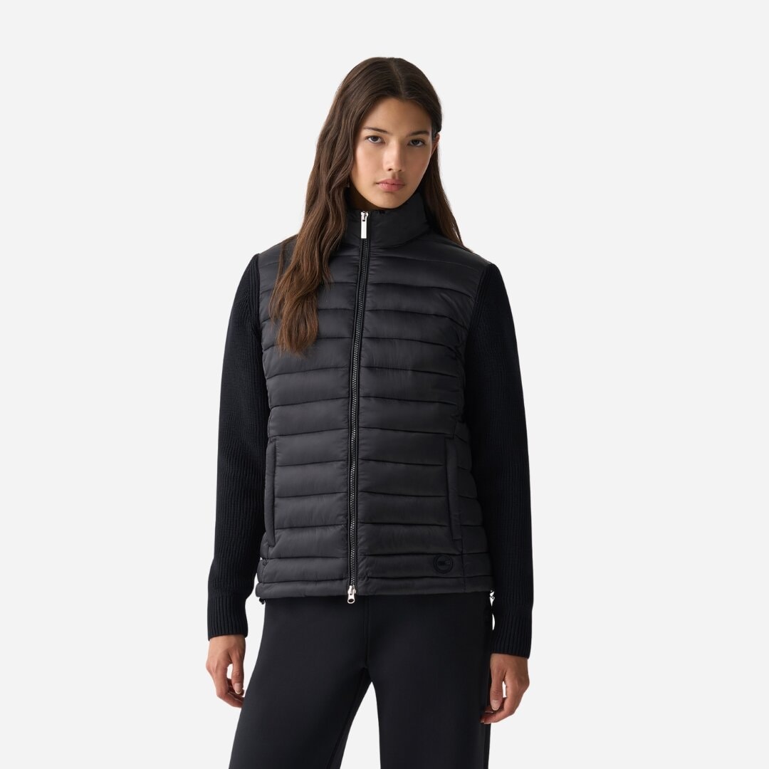 Jacket With Knit Sleeves - Black