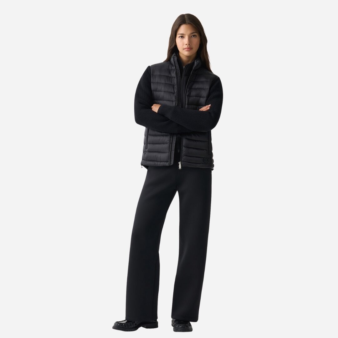 Jacket With Knit Sleeves - Black
