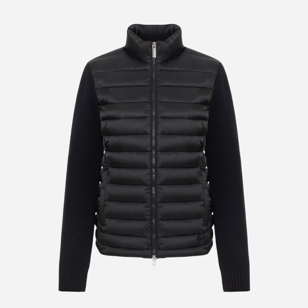 Jacket With Knit Sleeves - Black