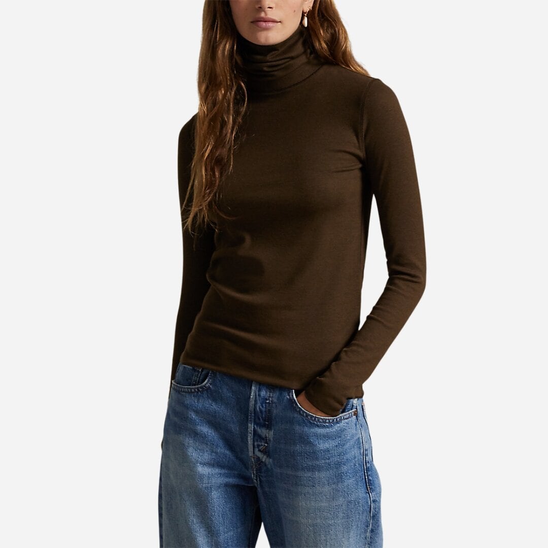 Stretch-Blend Turtleneck - Dark Brown