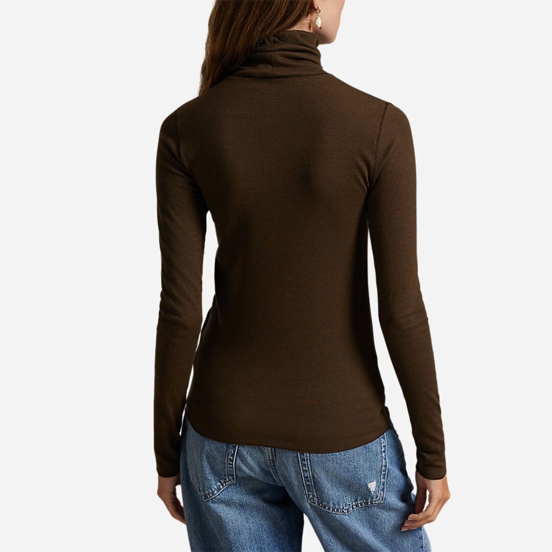 Stretch-Blend Turtleneck - Dark Brown
