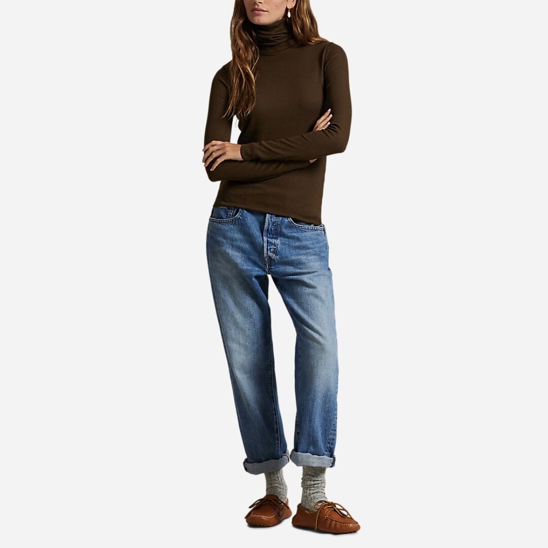 Stretch-Blend Turtleneck - Dark Brown