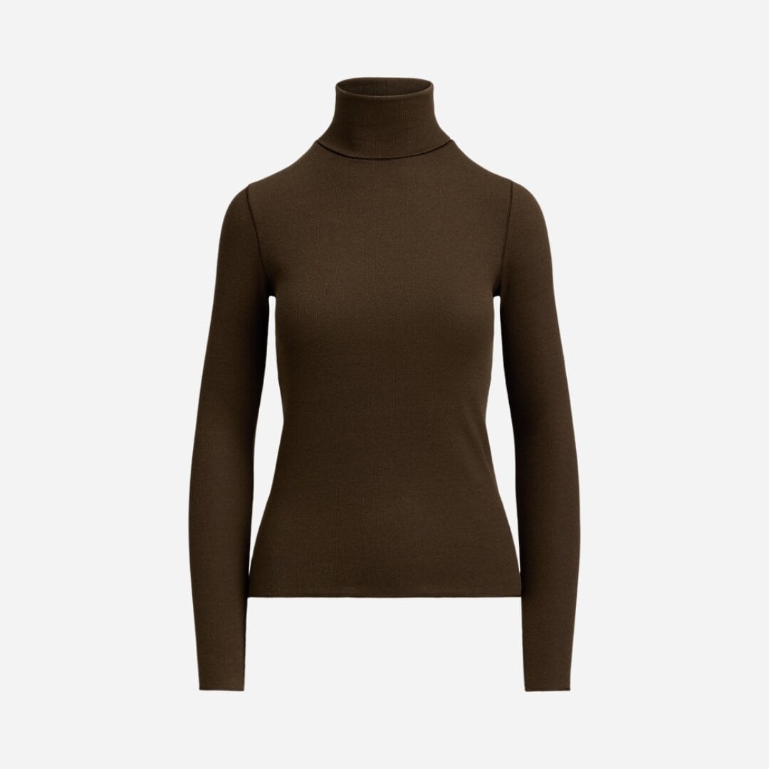Stretch-Blend Turtleneck - Dark Brown