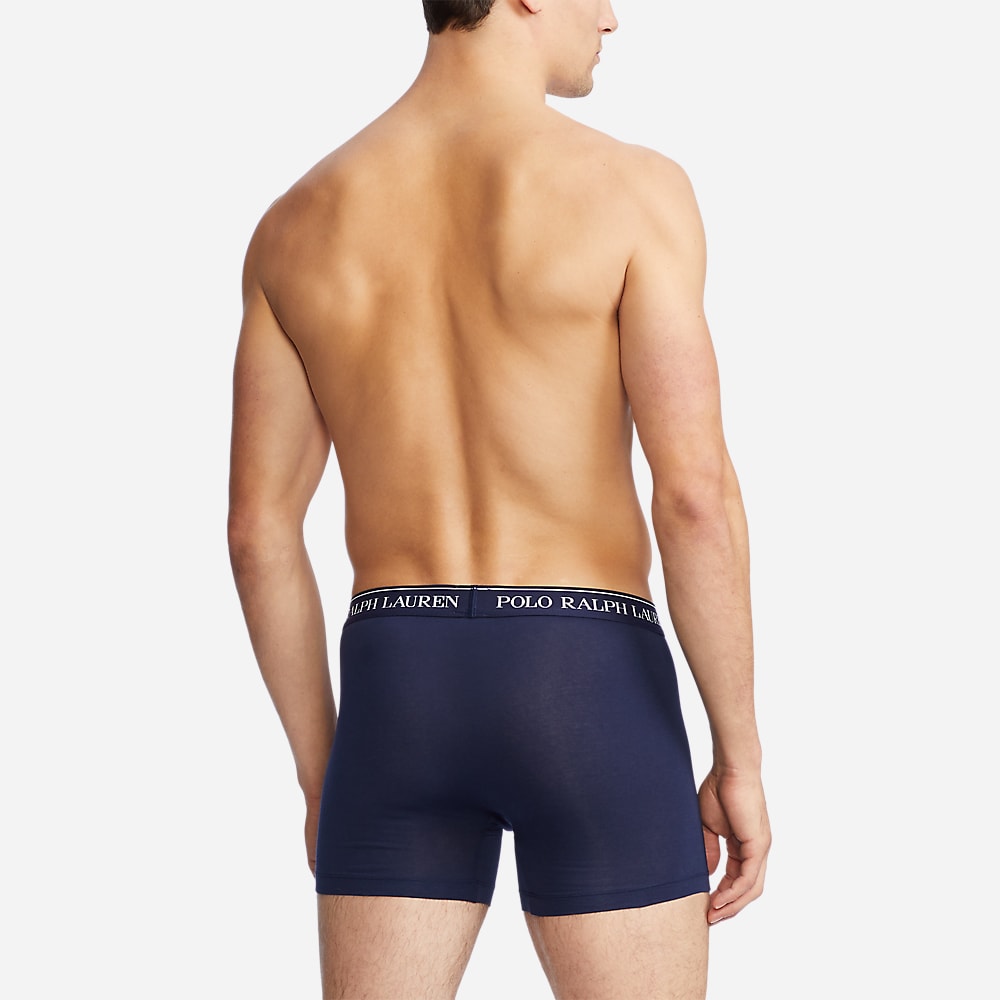 3 Pack Stretch Cotton Boxer Briefs - Navy